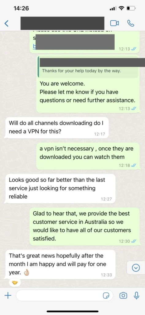 DavuTV Real Customer Feedback WhatsApp Chat 3